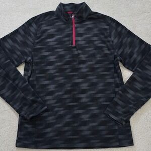 Exertek Men's Quarter Zip Fleece Pullover Sz Small Gray Black Print
